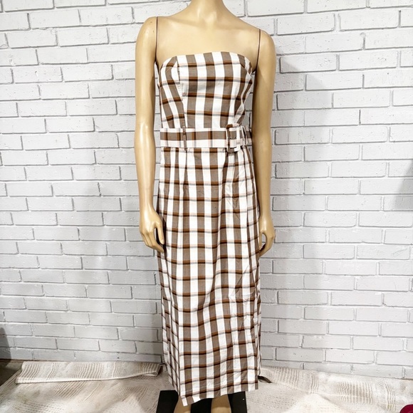 Anthropologie Maeve Women’s Belted Square-Neck Plaid Dress - Picture 1 of 11